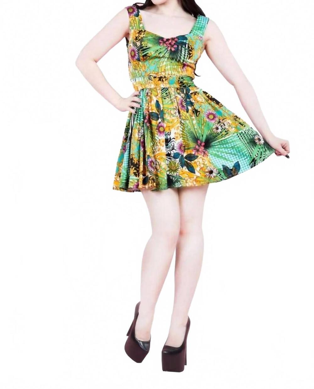 NEW HEARTS & ROSES forest mini dress in green